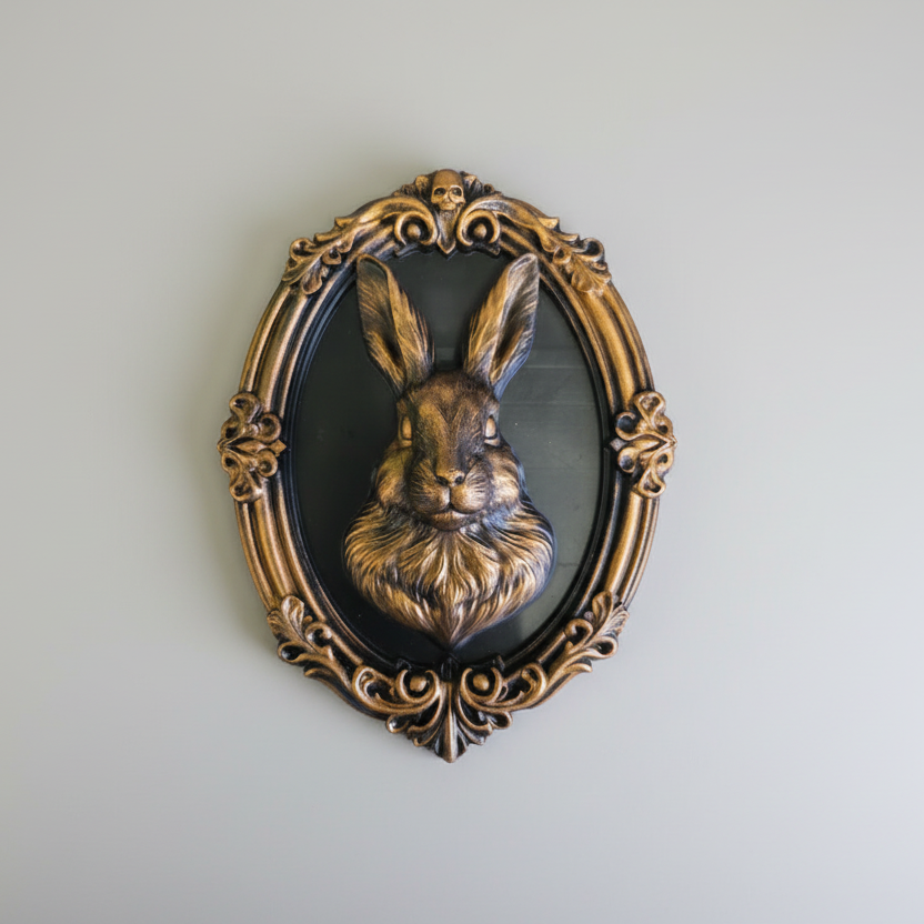 Gothic rabbit wall art baroque frame decor
