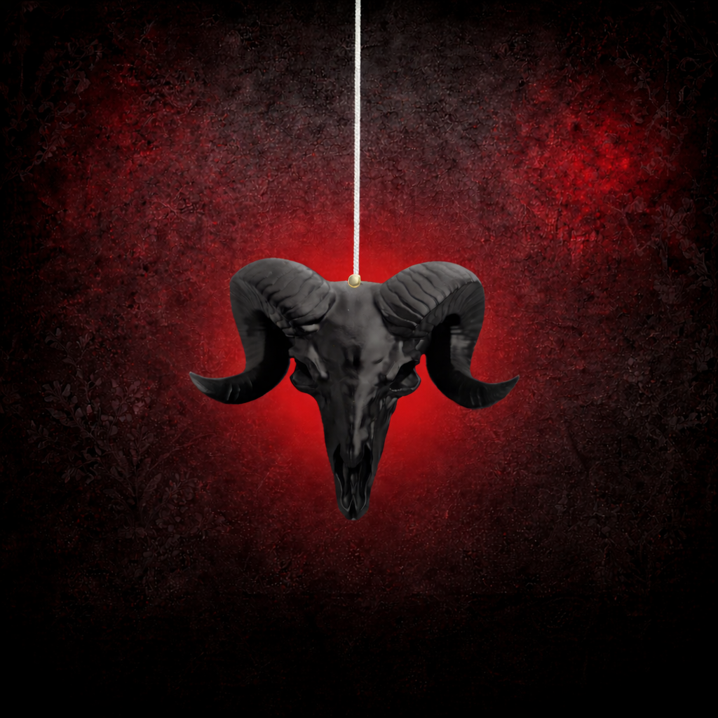 Gothic ram skull light pull for bathroom decor