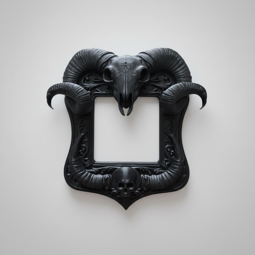 Ram skull light switch frame for gothic interiors