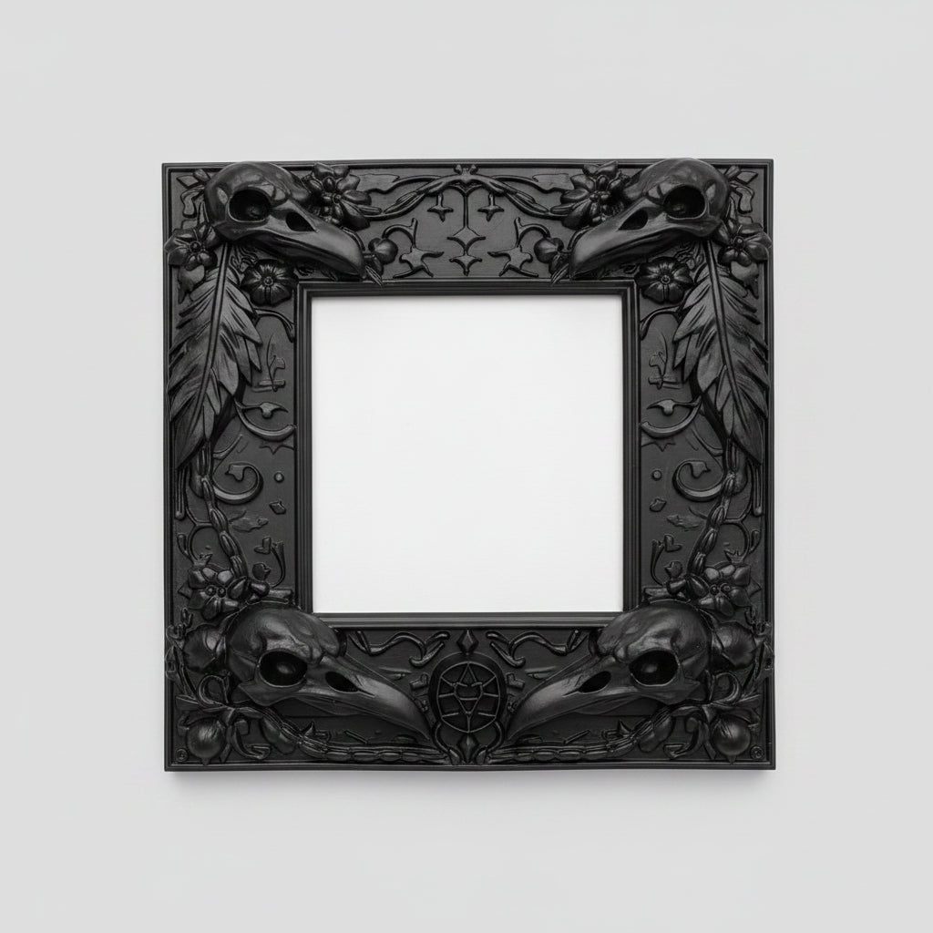 Gothic raven light switch surround resin cast decorative frame for standard UK light switch interior decor