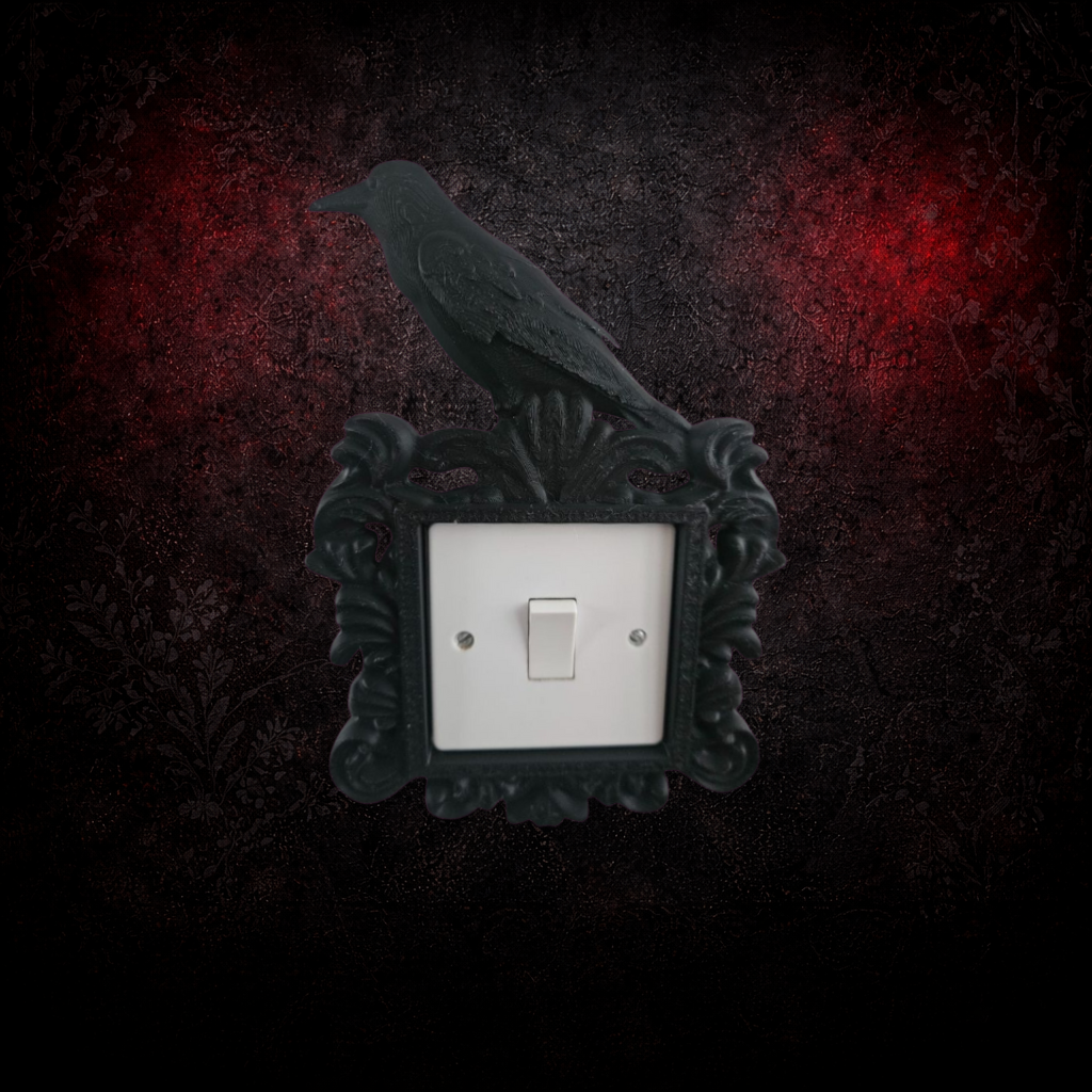 Ornate raven gothic light switch surround decorative wall plate