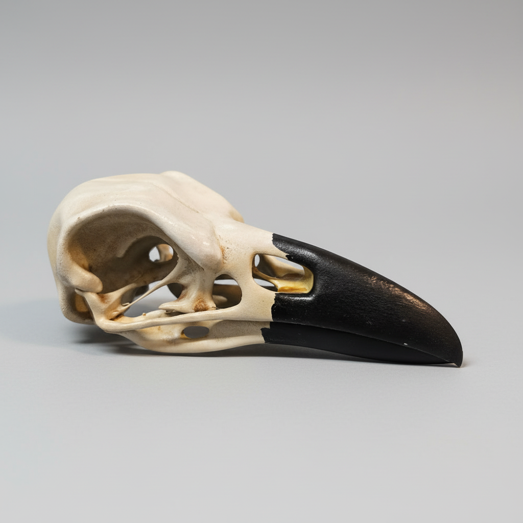 Gothic raven skull curiosity cabinet decor