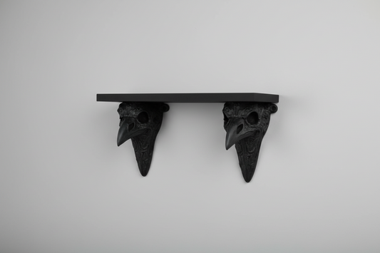 Gothic raven skull wall shelf for dark decor