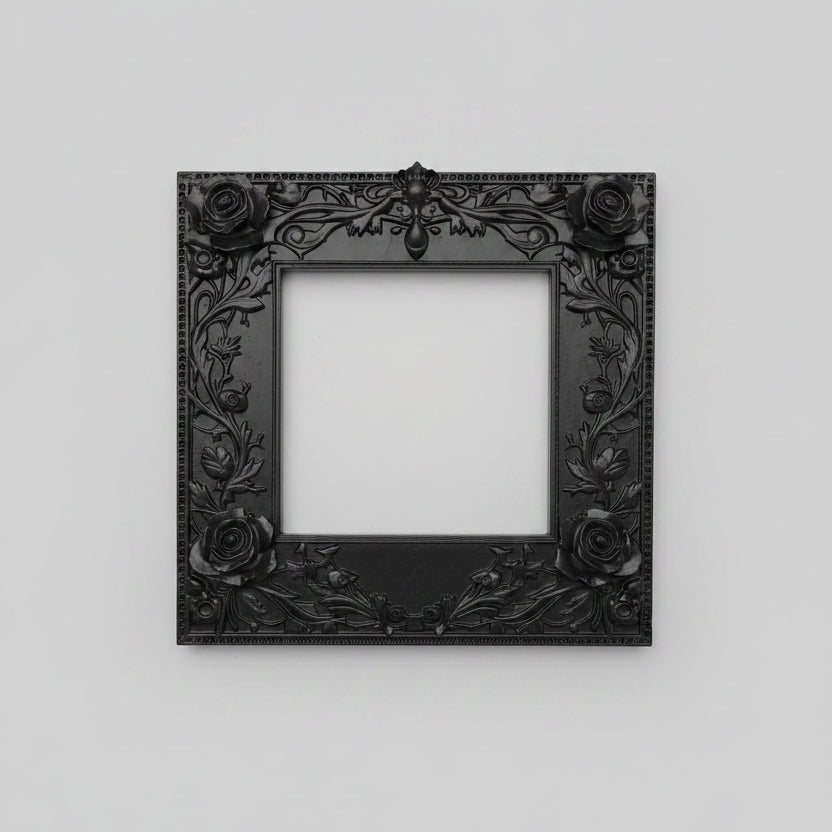 Close-up of resin cast gothic rose light switch surround by Darkmoon Designs