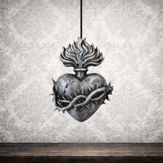 Gothic sacred heart light pull for dark bathroom decor