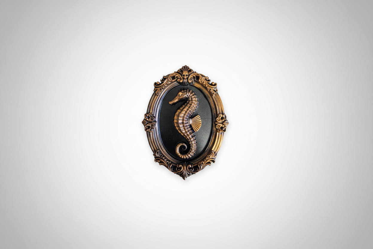 Gothic seahorse wall art baroque frame decor
