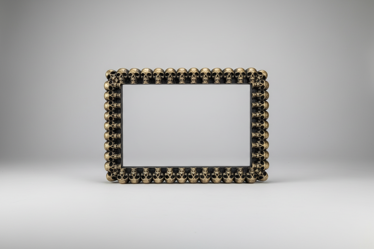 Gothic skull double socket surround UK wall detail