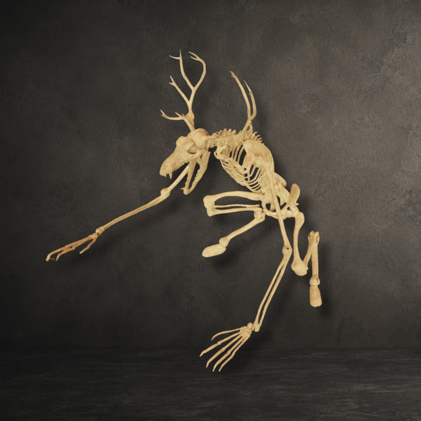 Highly detailed Wendigo skeleton replica, resin printed and hand painted for gothic home décor, dark fantasy displays and cryptid collections.