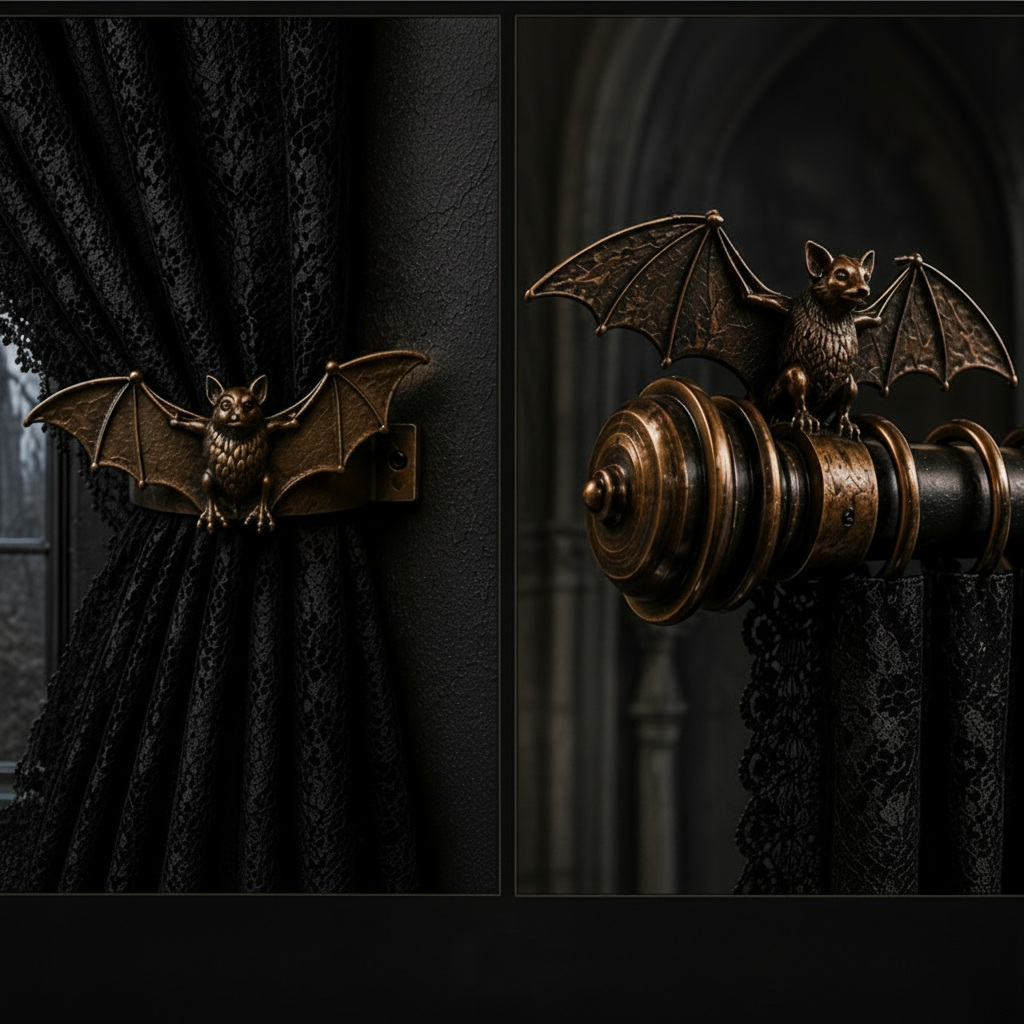 Complete Gothic Bat Curtain Set