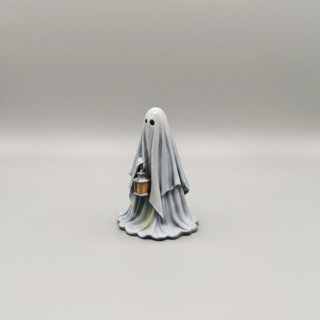 Side view of Grimglow ghost figurine with detailed lantern accessory