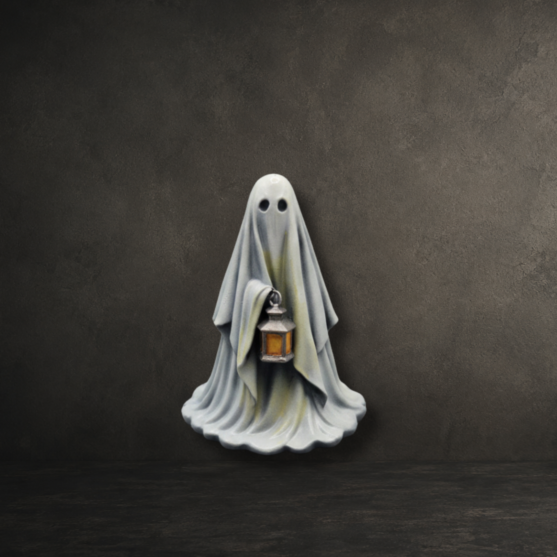 Original 6cm Grimglow lantern ghost figurine from the Darkmoon Designs hand painted ghost collection.
