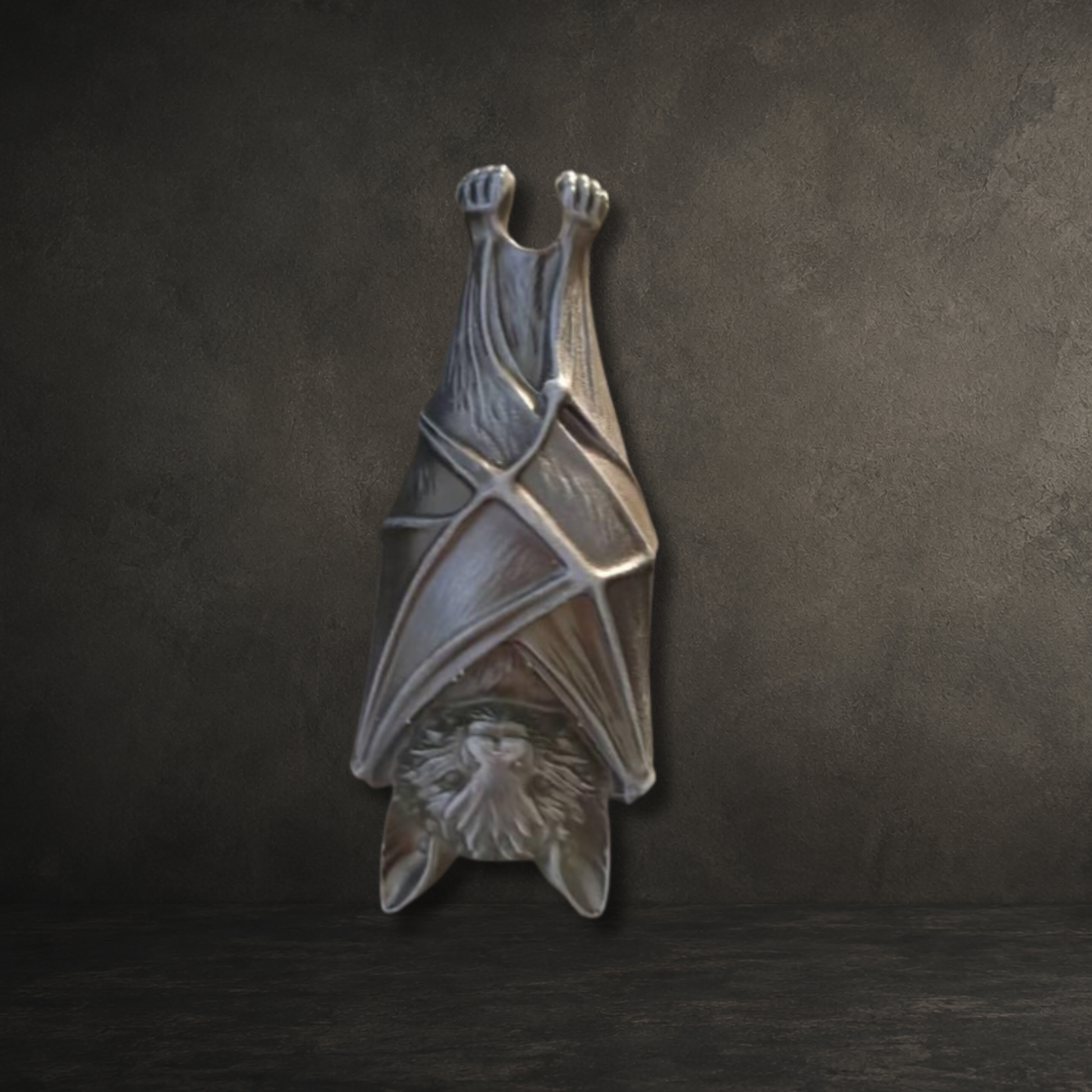 Hand painted resin bat light pull hanging upside down for gothic ceiling light cords and alternative home décor.