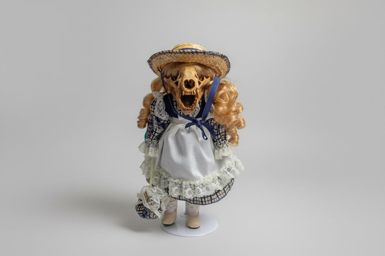 Gothic badger skull doll woodland oddity decor