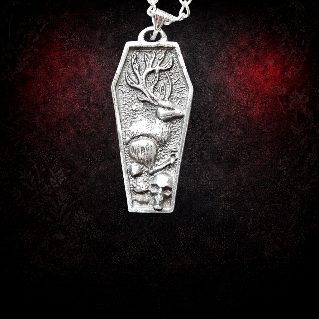 Jackalope coffin necklace alternative jewellery