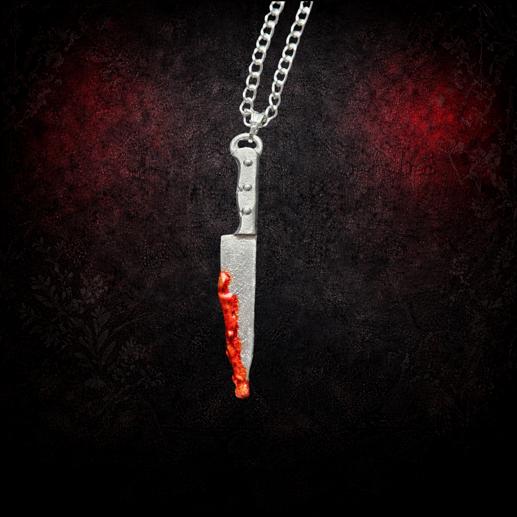 Knife pendant horror themed necklace