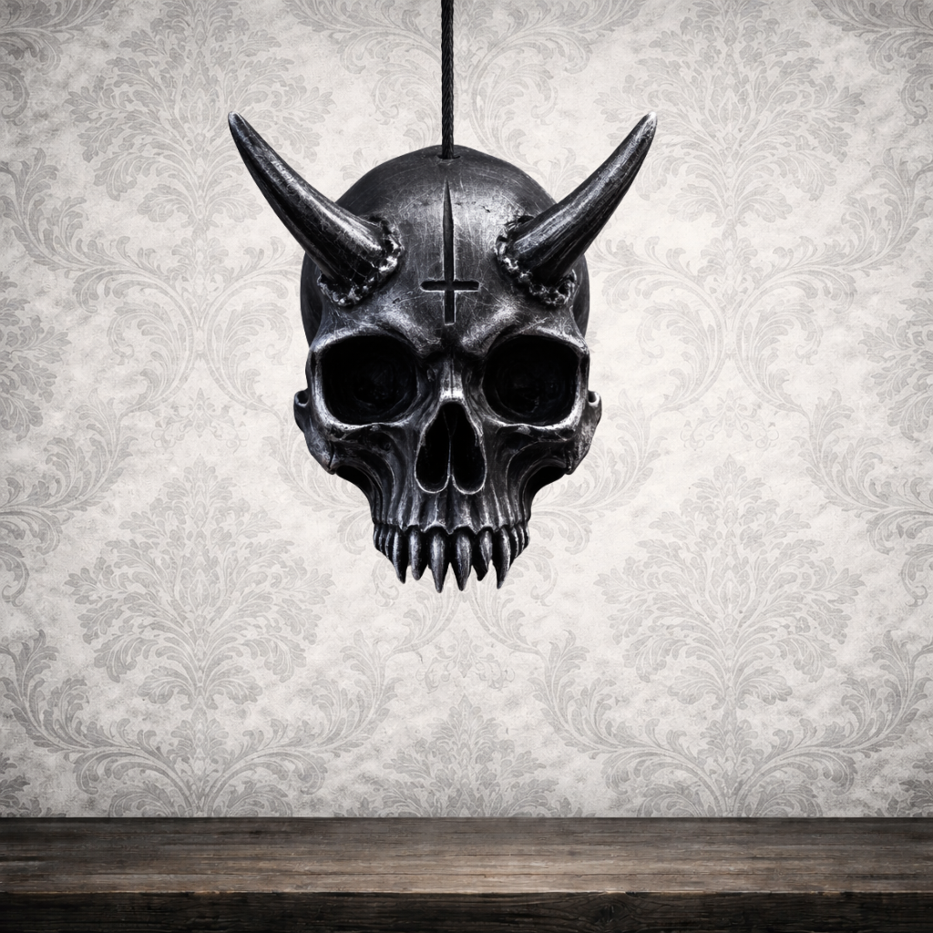 Krampus skull light pull gothic bathroom decor