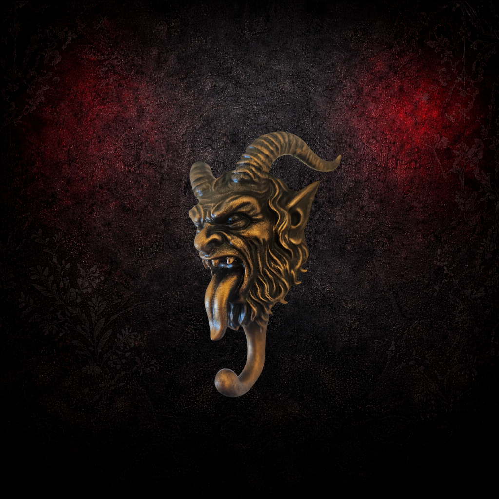 Horned Krampus coat hook dark home decor