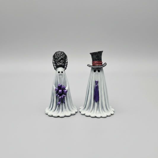 Love Never Died personalised ghost couple figurine with bridal bouquet and groom's top hat