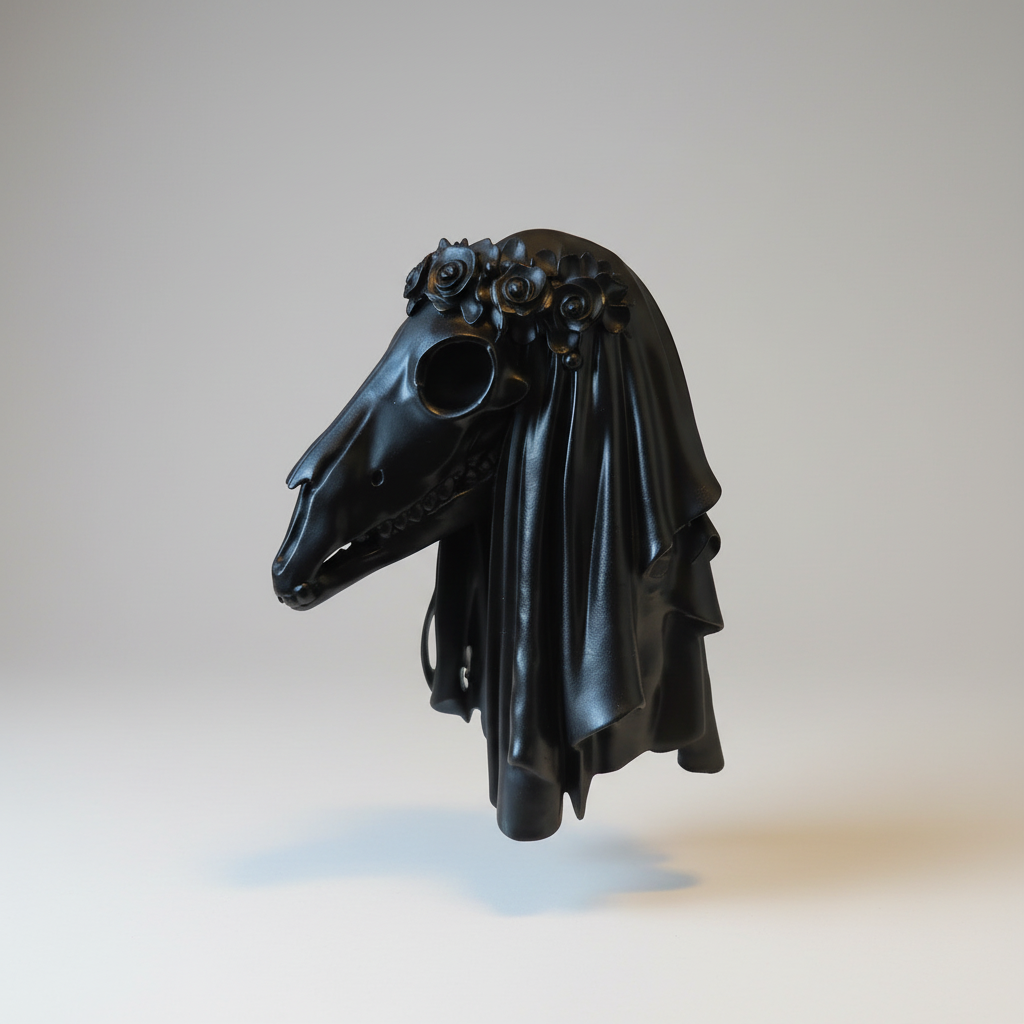 Decorative Mari Lwyd bathroom light pull