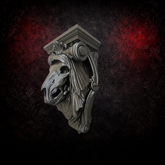 Mari Lwyd gothic shelf bracket inspired by Welsh folklore