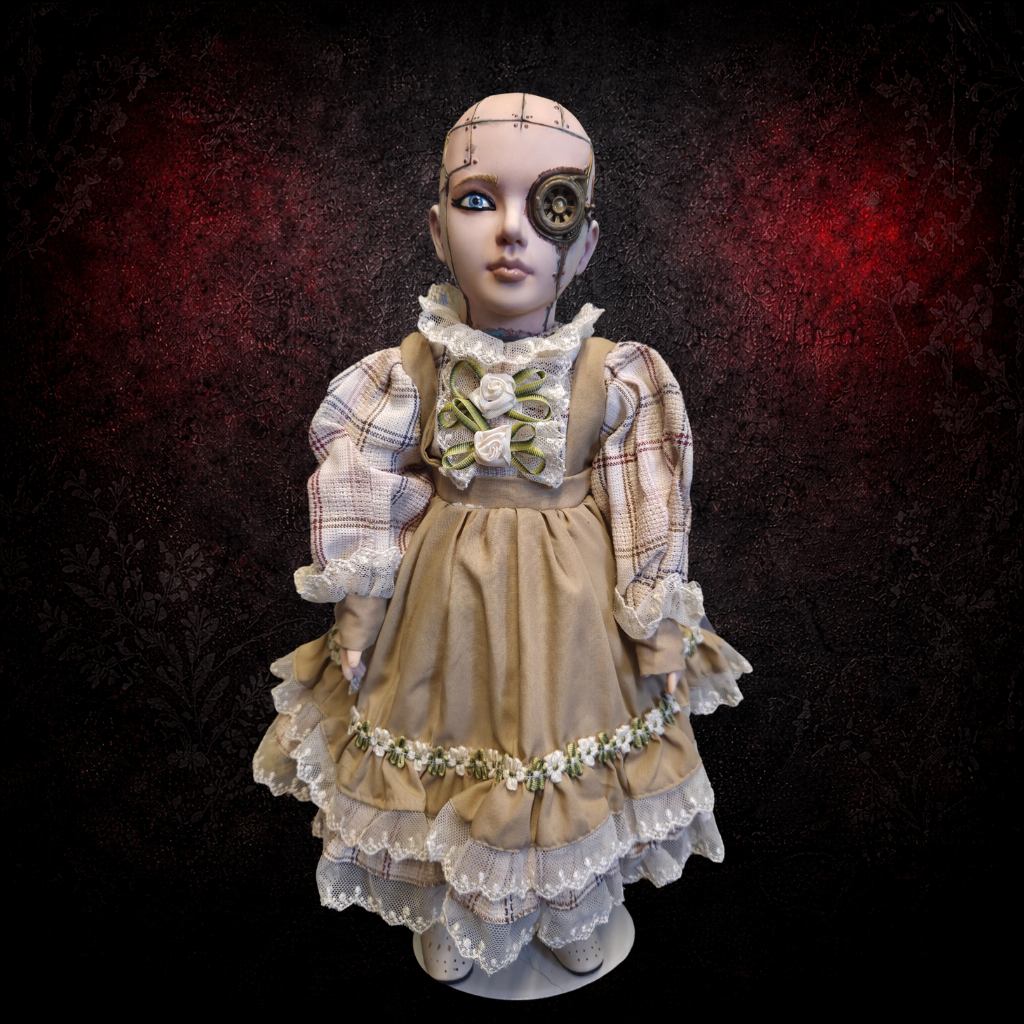 Model 327 leaking creepy art doll with oxidised mechanical eye
