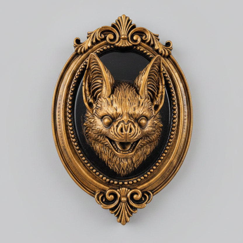 Decorative gothic bat wall frame resin cast with hanging hook on reverse