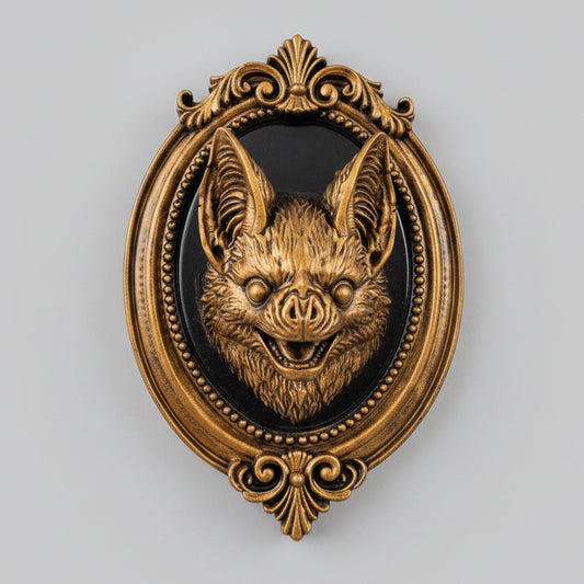 Decorative gothic bat wall frame resin cast with hanging hook on reverse