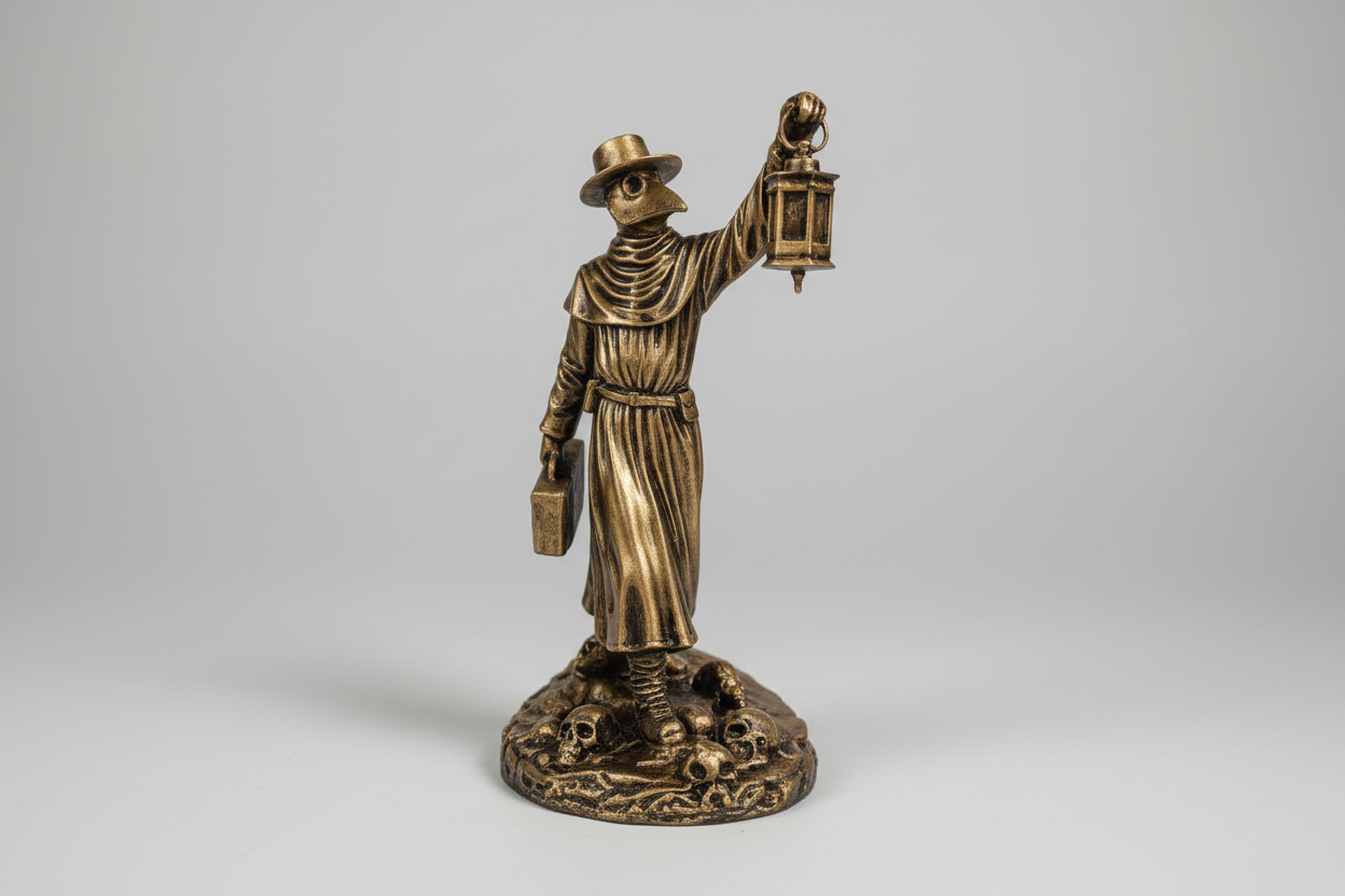Standing plague doctor figurine gothic decor
