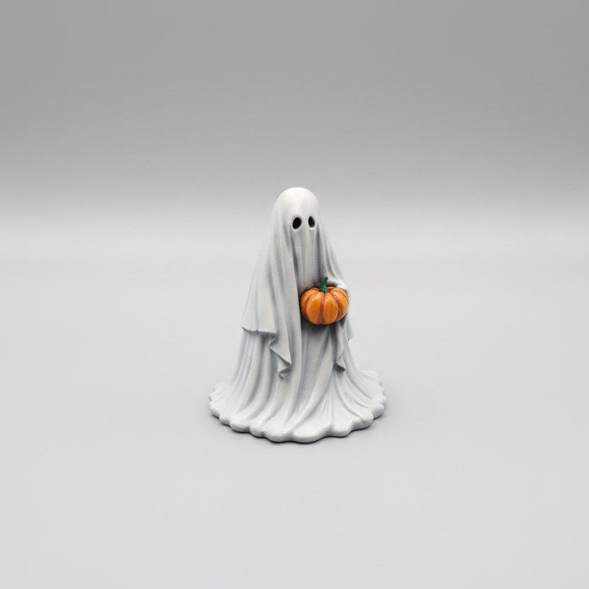 Distance view of Pumpkinbearer hand painted ghost figurine from Darkmoon collection