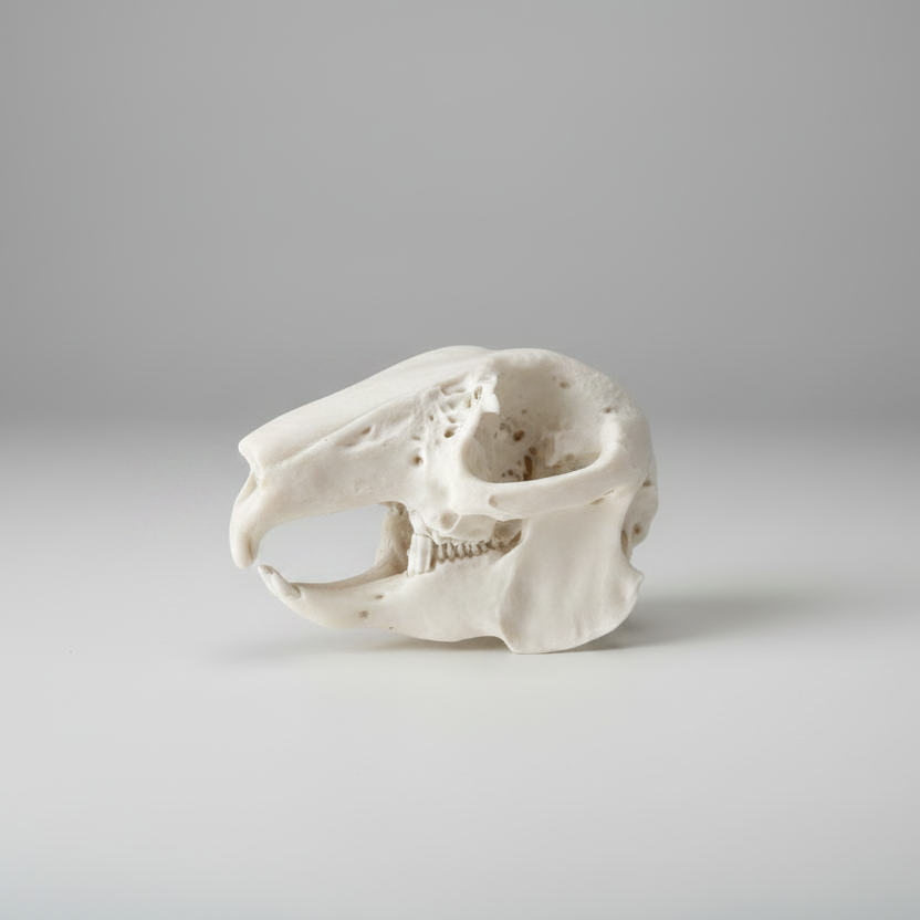 Hand painted rabbit skull faux taxidermy replica with realistic aged bone detailing