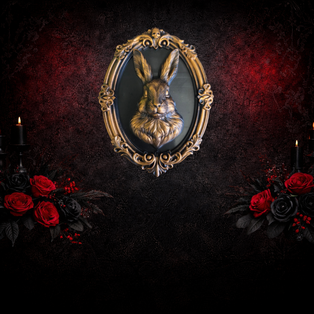 Rabbit in Gothic Frame | Vintage Baroque Wall Art | Resin Printed & Hand Painted