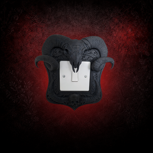 Gothic ram skull light switch surround wall decor