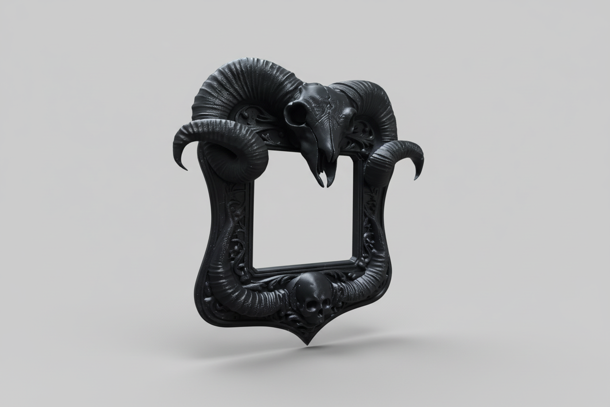 Gothic light switch cover with ram skull design