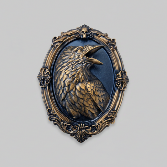 Raven wall plaque gothic frame dark decor
