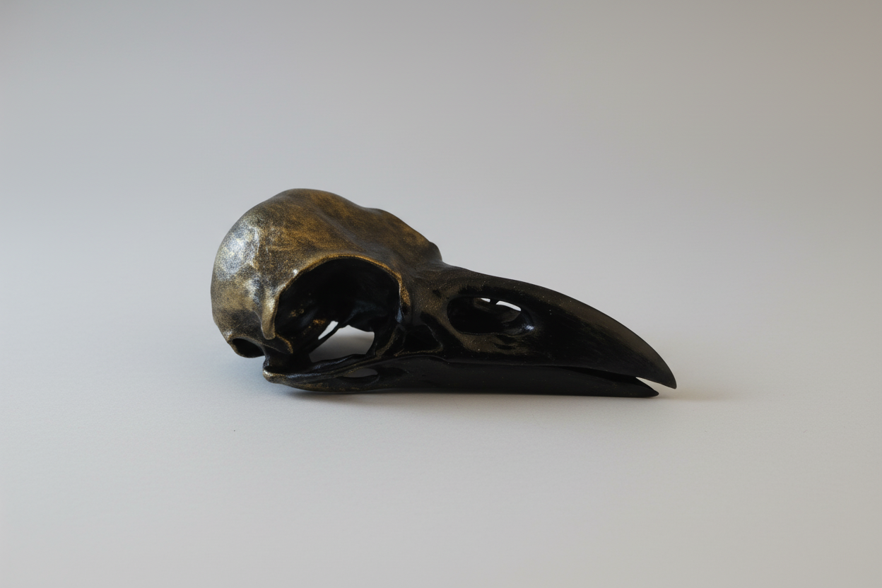 Dark raven skull gothic decor piece