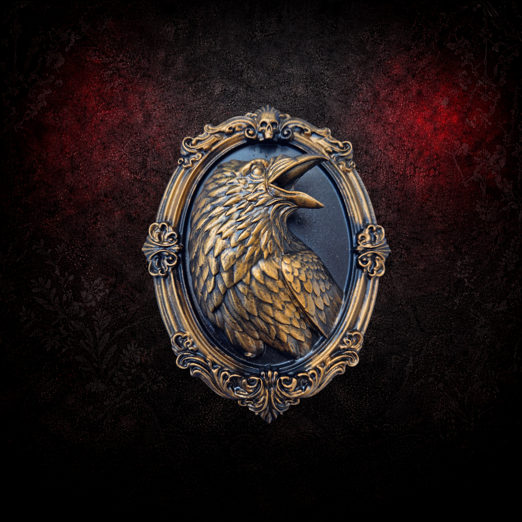 Raven Gothic Wall Frame | Dark Bird Plaque | Macabre Gothic Wall Decor