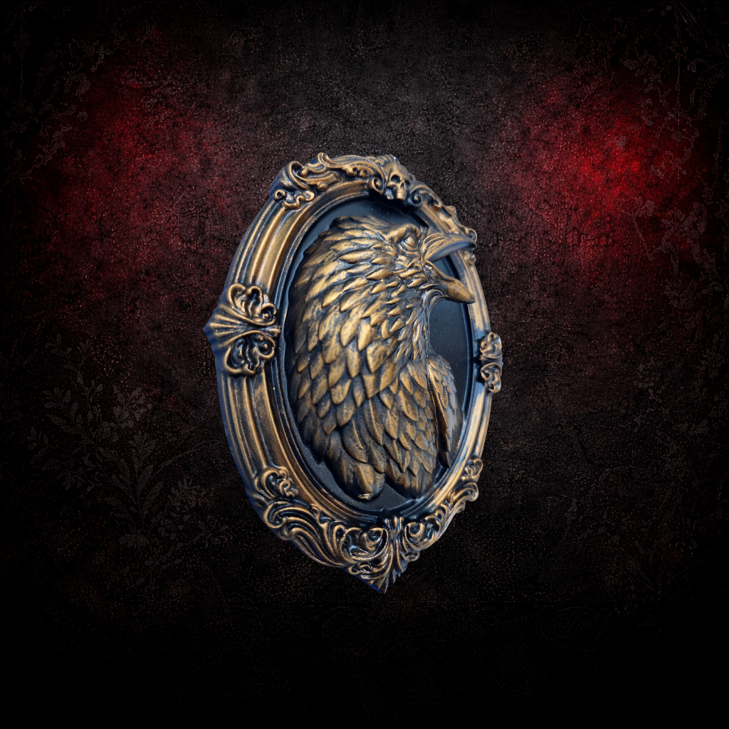 Raven Gothic Wall Frame | Dark Bird Plaque | Macabre Gothic Wall Decor