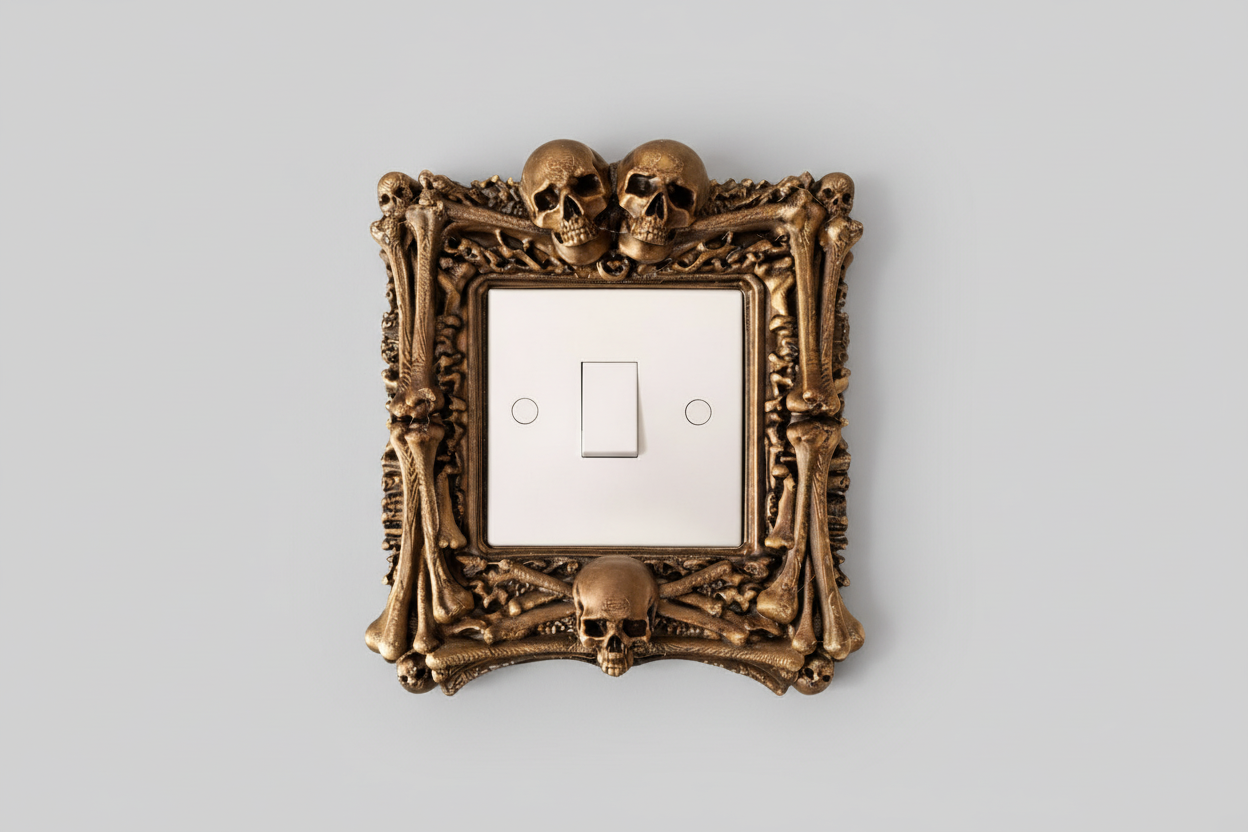 Skull and bones light switch surround gothic wall decor