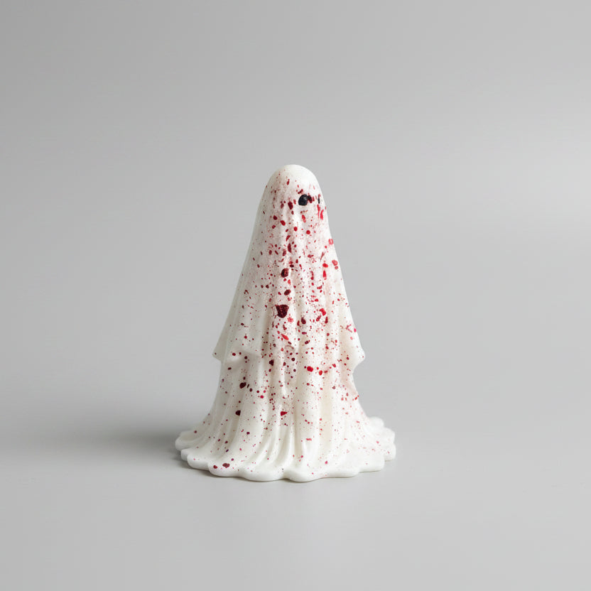 Creepy gothic ghost ornament with blood red splatter