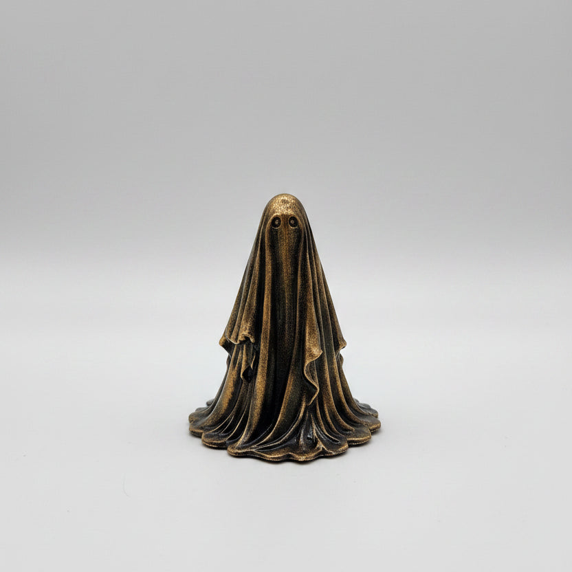 The Gilded Wraith gothic ghost figurine finished in antique gold with flowing draped robes