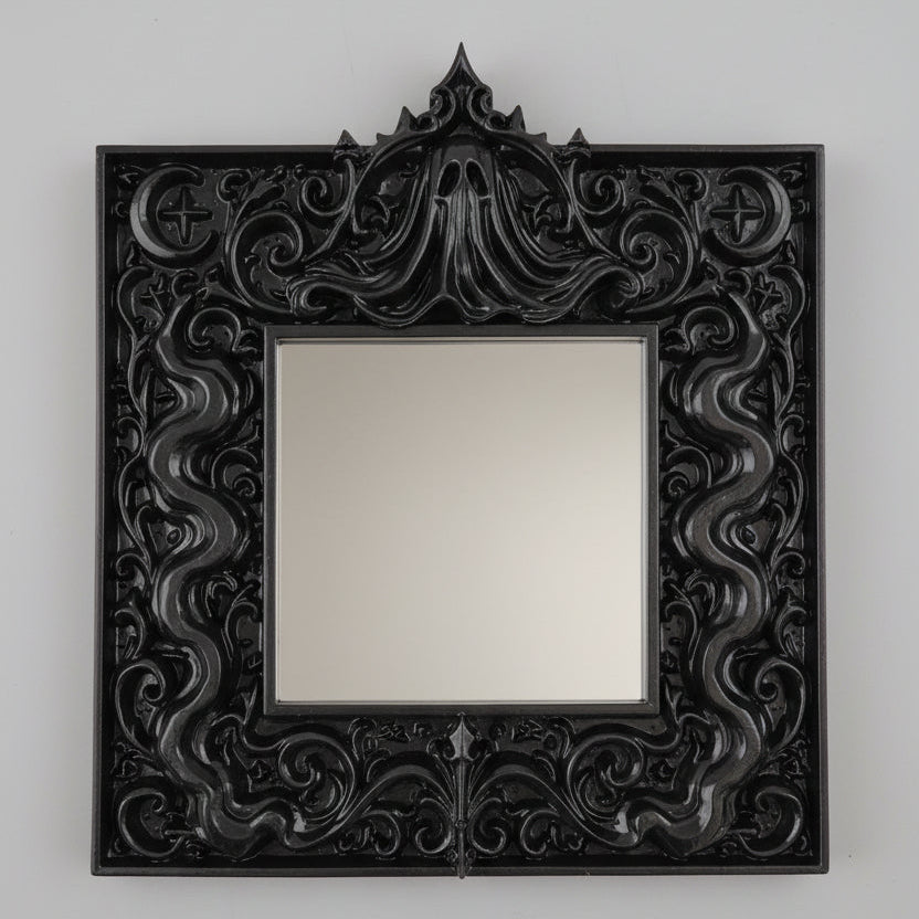 Side angle view of The Hollow Veil ornate gothic ghost light switch surround