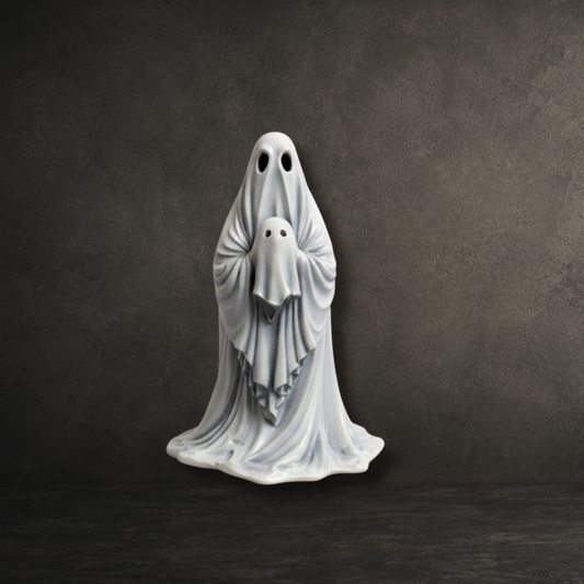 The Last Comfort hand painted 6cm resin ghost holding a tiny ghost baby by Darkmoon Designs.
