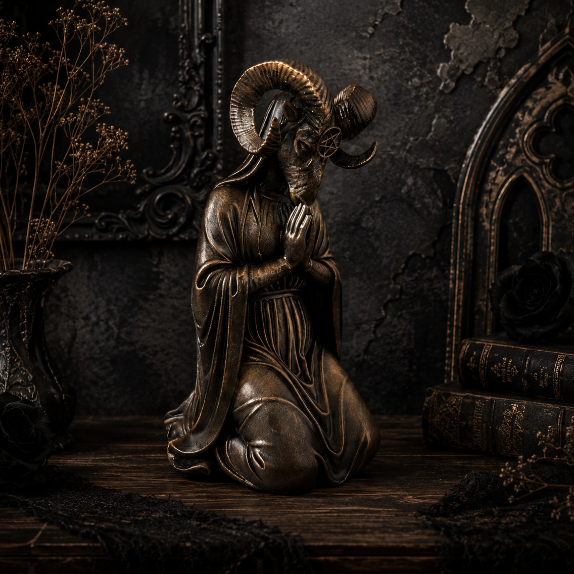 The Unholy Mother hand painted gold resin gothic ornament