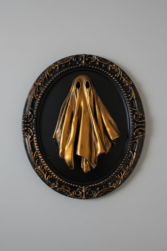 Gothic ghost wall frame The Witness resin haunted spirit decor black and bronze finish