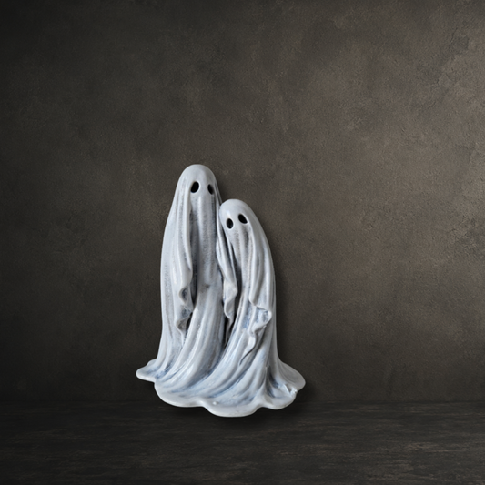Twin Spirits hand painted 6cm resin figure featuring two ghosts standing together by Darkmoon Designs.