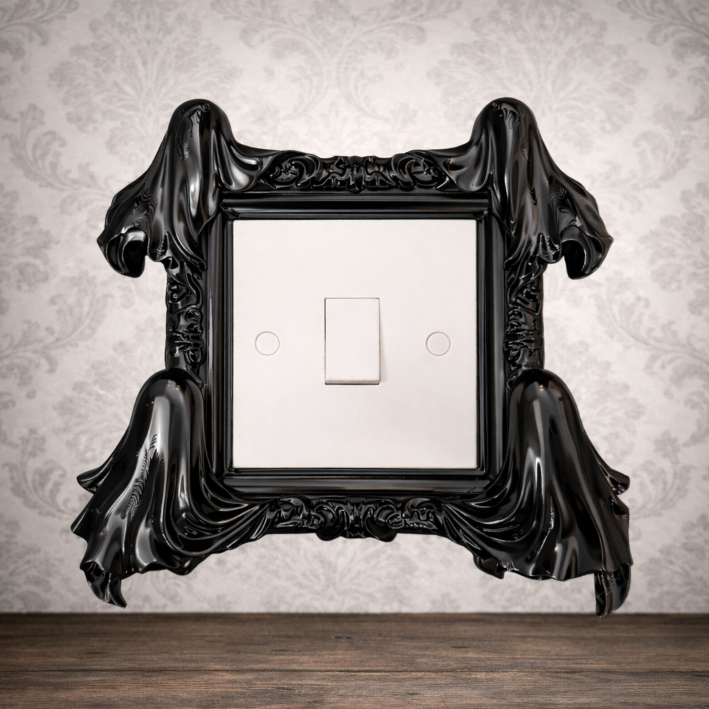 Veil of Shadows ghost light switch surround gothic resin switch frame dark home decor