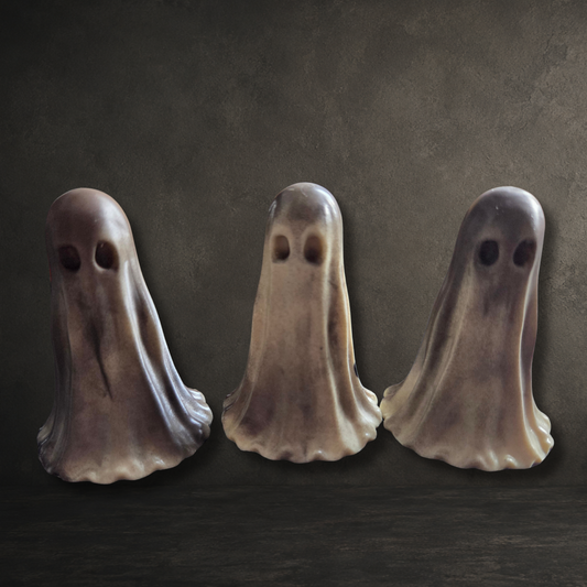 Verdigris Keeper ghost ornament handcrafted from PU resin infused with real copper powder, standing 6cm tall.