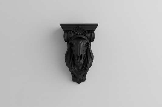 Skeletal horse Mari Lwyd gothic shelf bracket
