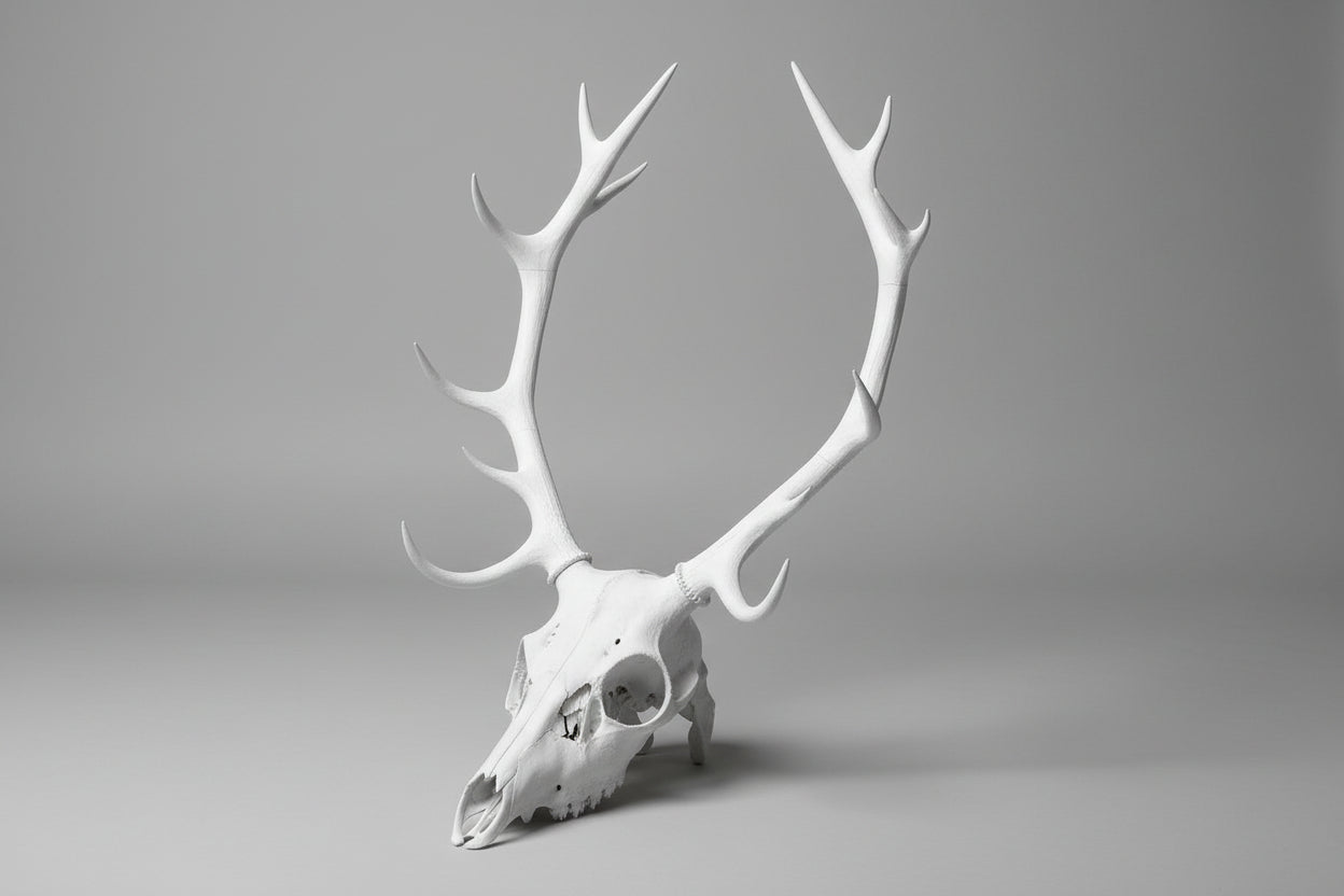 Wendigo mask side profile showing horns and skull detail